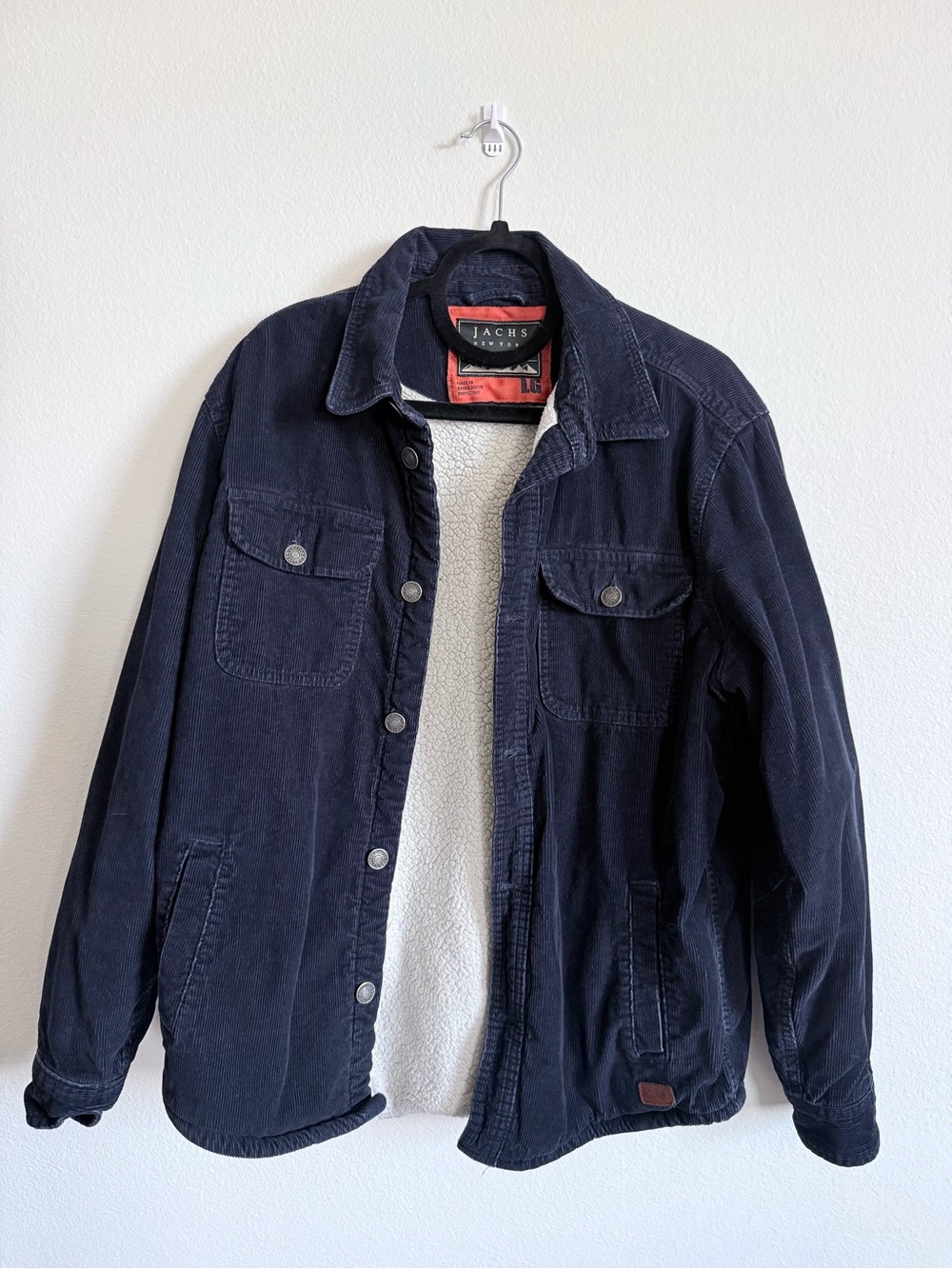 Jachs Navy Corduroy Sherpa-Lined Shirt Jacket